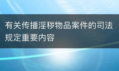有关传播淫秽物品案件的司法规定重要内容