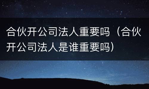合伙开公司法人重要吗（合伙开公司法人是谁重要吗）