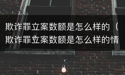 欺诈罪立案数额是怎么样的（欺诈罪立案数额是怎么样的情况）