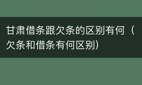 甘肃借条跟欠条的区别有何（欠条和借条有何区别）