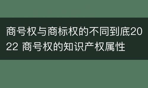 商号权与商标权的不同到底2022 商号权的知识产权属性