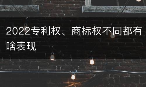 2022专利权、商标权不同都有啥表现