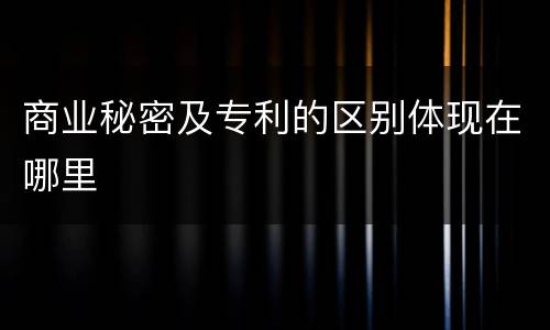 商业秘密及专利的区别体现在哪里