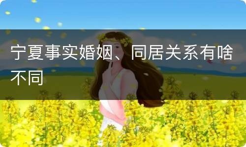 宁夏事实婚姻、同居关系有啥不同