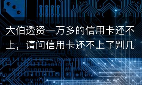 大伯透资一万多的信用卡还不上，请问信用卡还不上了判几年