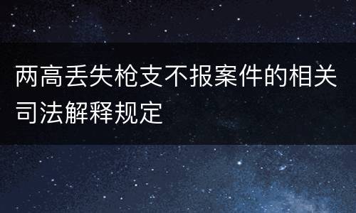 两高丢失枪支不报案件的相关司法解释规定