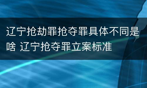 辽宁抢劫罪抢夺罪具体不同是啥 辽宁抢夺罪立案标准