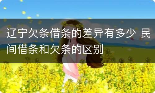 辽宁欠条借条的差异有多少 民间借条和欠条的区别