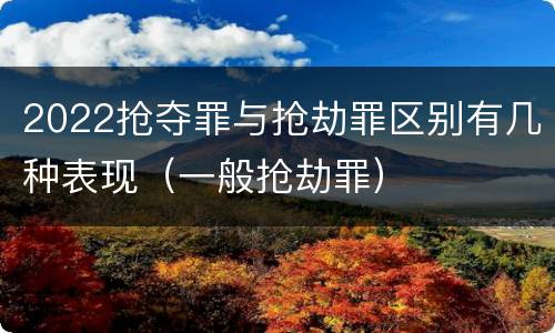 2022抢夺罪与抢劫罪区别有几种表现（一般抢劫罪）