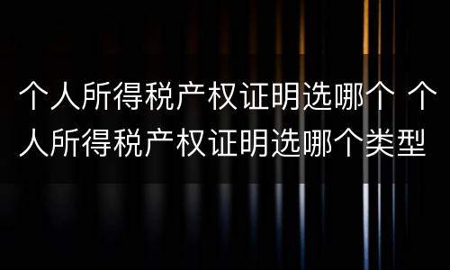 个人所得税产权证明选哪个 个人所得税产权证明选哪个类型