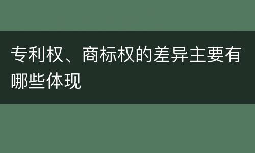 专利权、商标权的差异主要有哪些体现