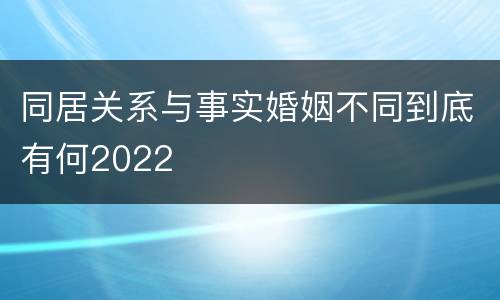 同居关系与事实婚姻不同到底有何2022