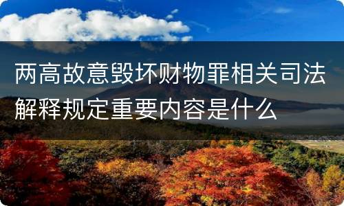 两高故意毁坏财物罪相关司法解释规定重要内容是什么