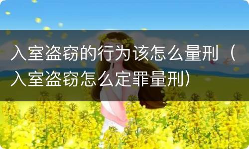入室盗窃的行为该怎么量刑（入室盗窃怎么定罪量刑）