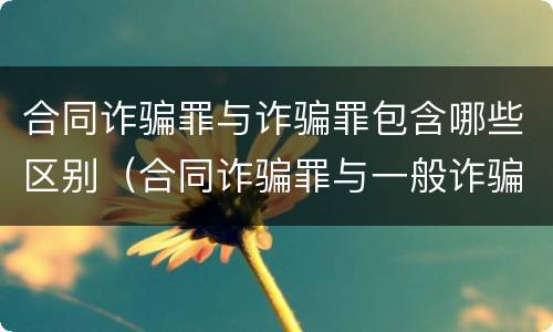 合同诈骗罪与诈骗罪包含哪些区别（合同诈骗罪与一般诈骗罪的区别）