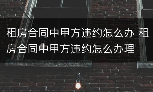 租房合同中甲方违约怎么办 租房合同中甲方违约怎么办理