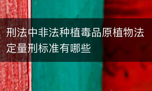 刑法中非法种植毒品原植物法定量刑标准有哪些