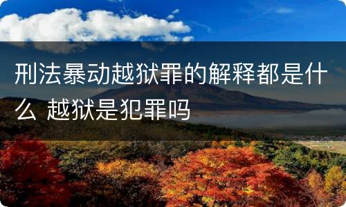 刑法暴动越狱罪的解释都是什么 越狱是犯罪吗
