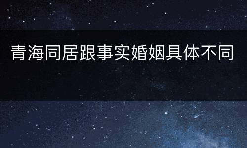 青海同居跟事实婚姻具体不同