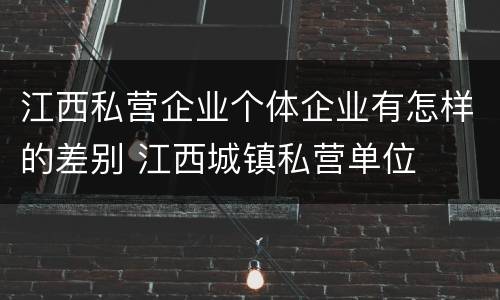 江西私营企业个体企业有怎样的差别 江西城镇私营单位