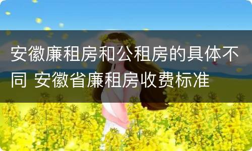 安徽廉租房和公租房的具体不同 安徽省廉租房收费标准