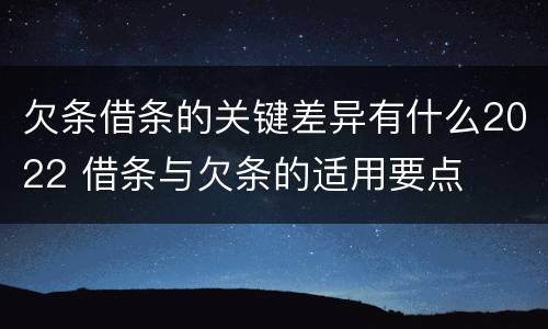 欠条借条的关键差异有什么2022 借条与欠条的适用要点