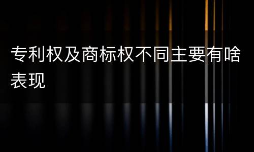 专利权及商标权不同主要有啥表现