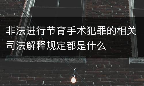 非法进行节育手术犯罪的相关司法解释规定都是什么