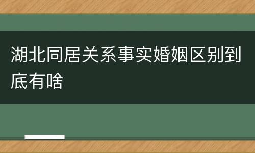 湖北同居关系事实婚姻区别到底有啥