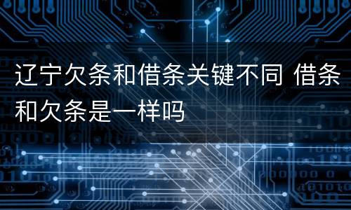 辽宁欠条和借条关键不同 借条和欠条是一样吗