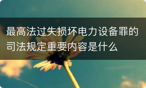 最高法过失损坏电力设备罪的司法规定重要内容是什么