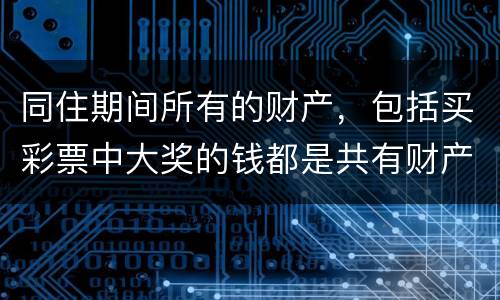 同住期间所有的财产，包括买彩票中大奖的钱都是共有财产吗