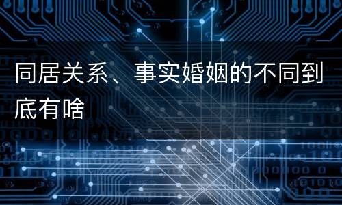 同居关系、事实婚姻的不同到底有啥