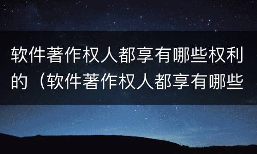 软件著作权人都享有哪些权利的（软件著作权人都享有哪些权利的法律规定）