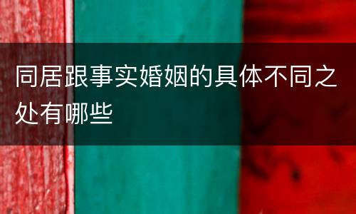 同居跟事实婚姻的具体不同之处有哪些