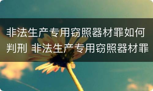 非法生产专用窃照器材罪如何判刑 非法生产专用窃照器材罪如何判刑案例