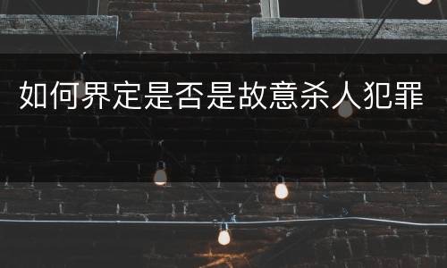 如何界定是否是故意杀人犯罪