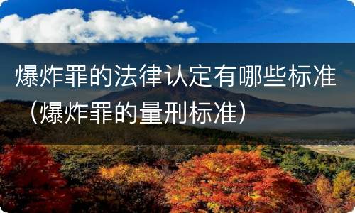 爆炸罪的法律认定有哪些标准（爆炸罪的量刑标准）