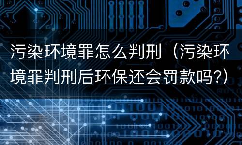 污染环境罪怎么判刑（污染环境罪判刑后环保还会罚款吗?）