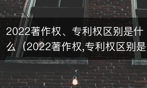 2022著作权、专利权区别是什么（2022著作权,专利权区别是什么呢）