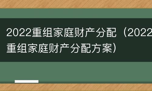 2022重组家庭财产分配（2022重组家庭财产分配方案）