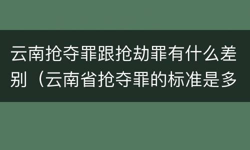 云南抢夺罪跟抢劫罪有什么差别（云南省抢夺罪的标准是多少?）