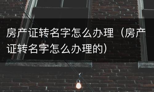 房产证转名字怎么办理（房产证转名字怎么办理的）