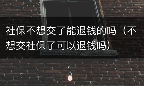 社保不想交了能退钱的吗（不想交社保了可以退钱吗）