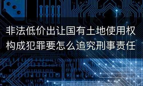 非法低价出让国有土地使用权构成犯罪要怎么追究刑事责任