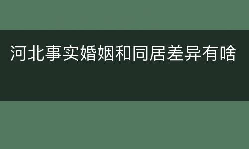河北事实婚姻和同居差异有啥
