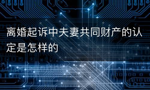 离婚起诉中夫妻共同财产的认定是怎样的
