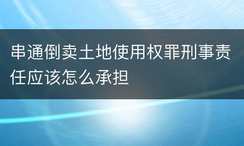 串通倒卖土地使用权罪刑事责任应该怎么承担