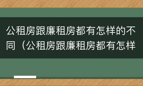 公租房跟廉租房都有怎样的不同（公租房跟廉租房都有怎样的不同呢）