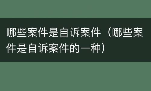 哪些案件是自诉案件（哪些案件是自诉案件的一种）
